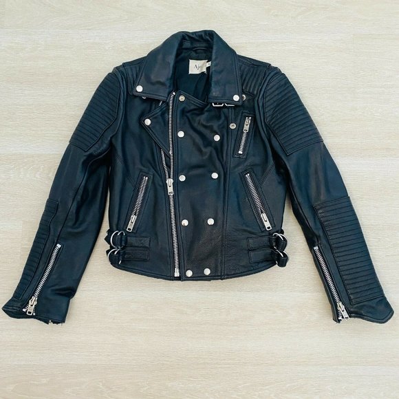 Aje 'Bowie' Black Leather Women's Jacket Black Size 8 Fully Lined Excl Condition - Picture 12 of 12
